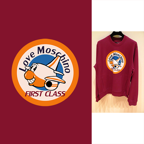 卡通图案飞机字母MOSCHINO潮牌印花矢量图服装裁片T恤烫图印花花型素材