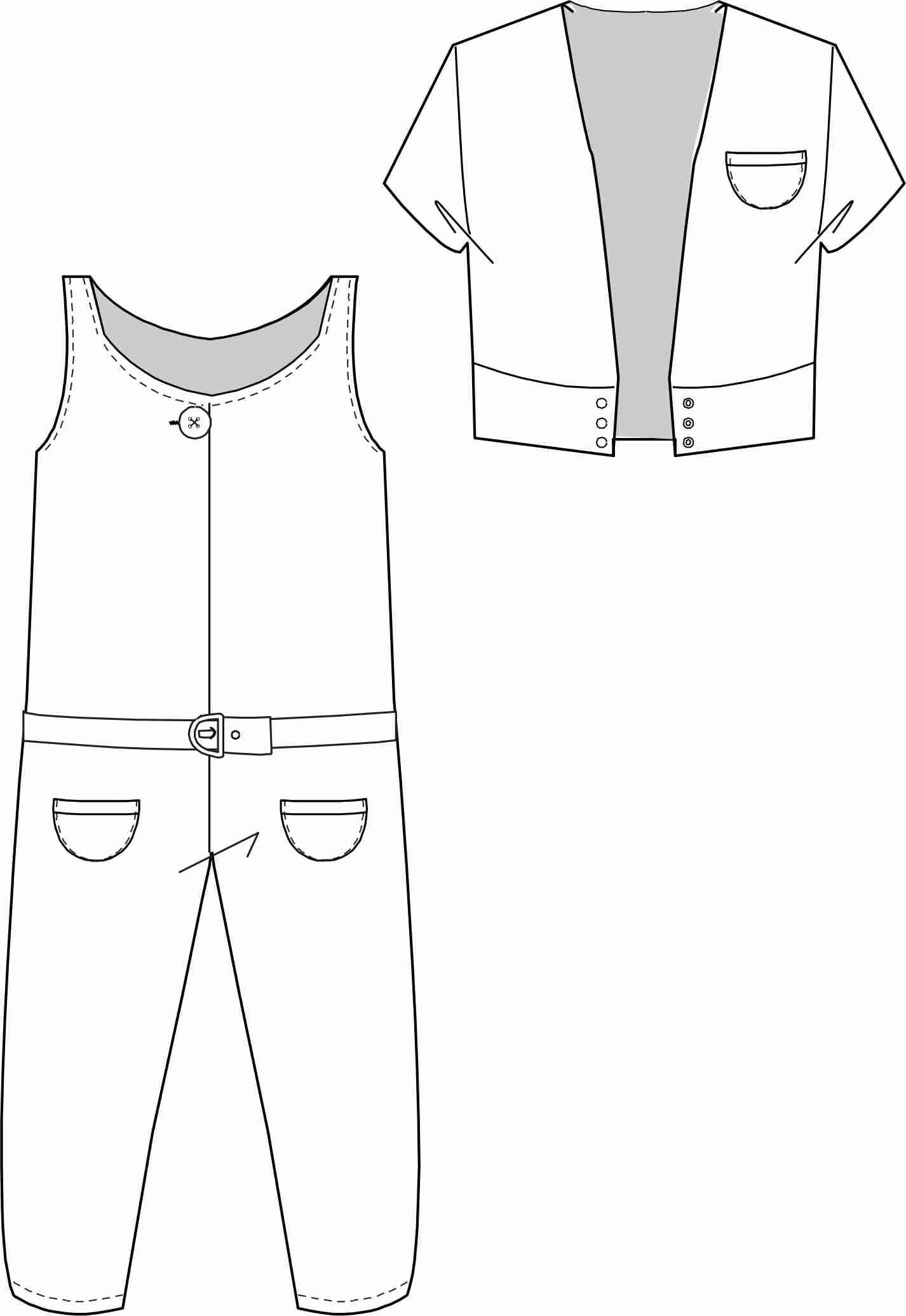 服装套装设计手稿矢量图