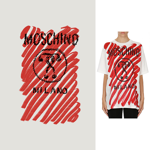 几何涂鸦线条字母MOSCHINO潮牌印花矢量图服装裁片T恤烫图印花花型素材
