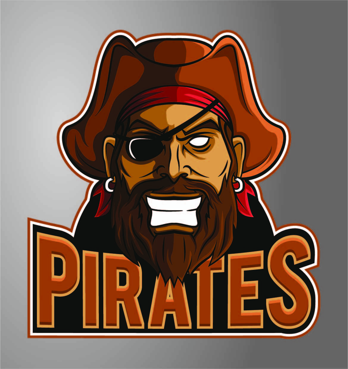 海盗骷髅头字母PIRATES印花矢量图服装裁片T恤烫图印花花型素材