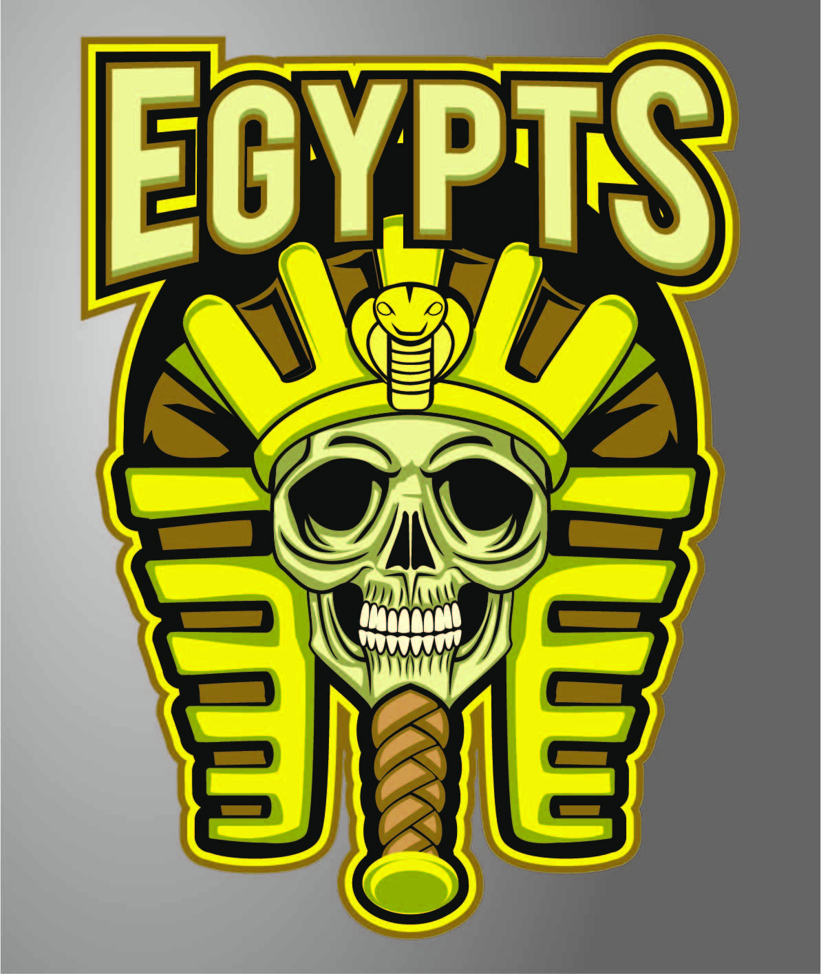 卡通法老骷髅头字母EGYPTS印花矢量图服装裁片T恤烫图印花花型素材