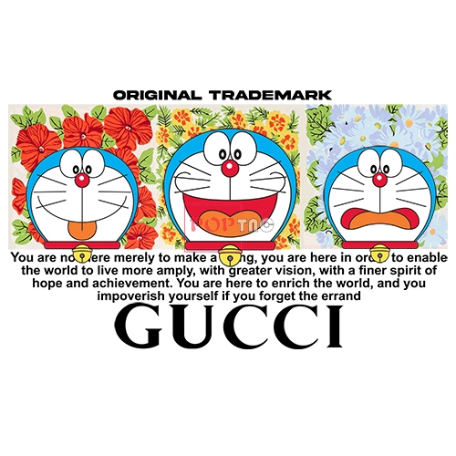 潮牌字母GUCCI哆啦A梦花卉印花图案服装裁片T恤烫图印花花型素材