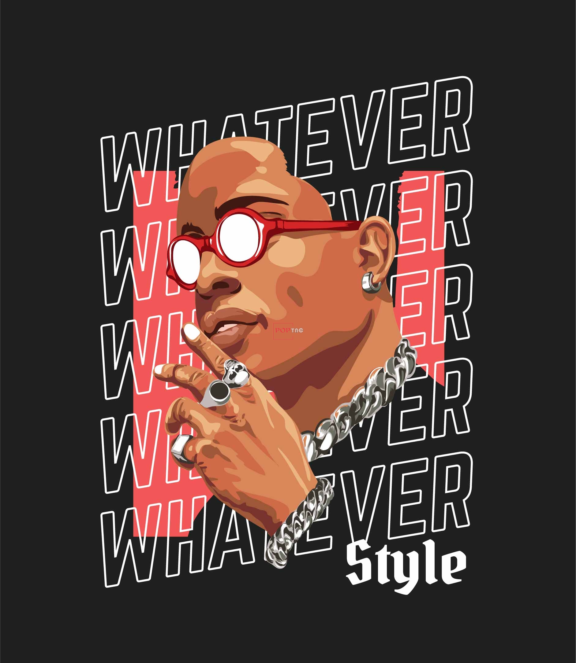 人物字母WHATEVER潮男印花图案服装裁片T恤烫图卫衣印花花型素材