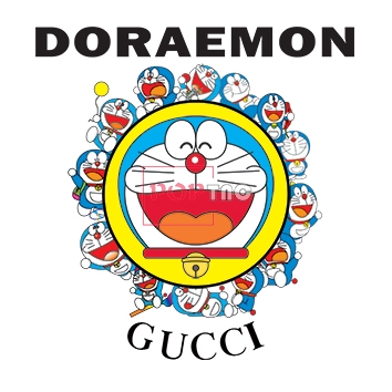 卡通动漫哆啦A梦字母GUCCI印花图案服装裁片T恤卫衣烫图印花花型素材