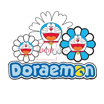 卡通动漫哆啦A梦菊花字母DORAEMON印花图案服装裁片T恤卫衣烫图印花花型素材