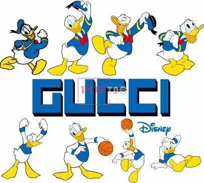 卡通动漫唐老鸭潮牌字母GUCCI印花图案服装裁片T恤卫衣烫图印花花型素材