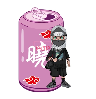 Q版卡通火影忍者易拉罐印花图案服装裁片T恤卫衣烫图印花花型素材