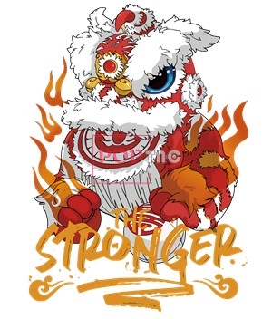 国潮民族风舞狮印花图案服装裁片T恤卫衣烫图印花花型素材