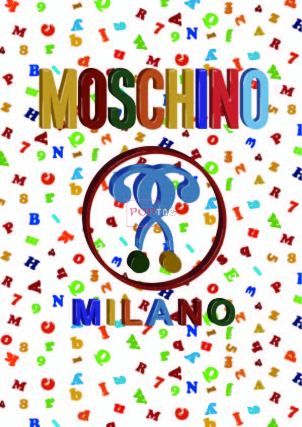 Moschino糖果色字母印花图案服装裁片T恤卫衣烫图印花花型素材
