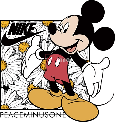 卡通动漫米老鼠植物小雏菊NIKE耐克印花图案服装裁片T恤卫衣烫图印花花型素材