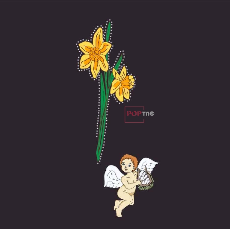 植物花朵小天使印花图案服装裁片T恤卫衣烫图印花花型素材