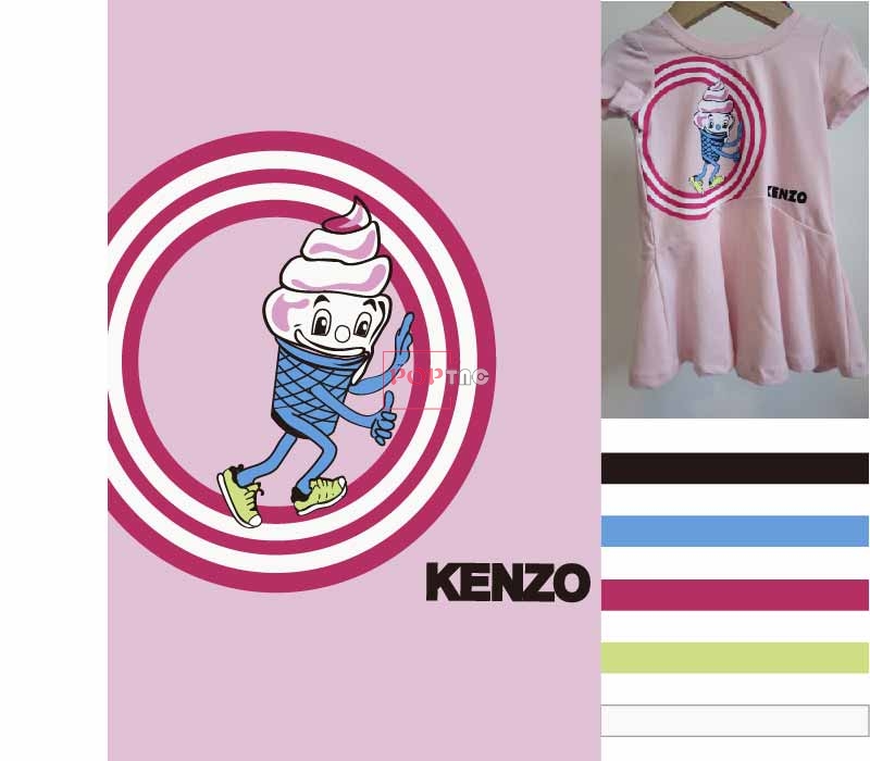 几何图案雪糕字母KENZO印花图案服装裁片T恤卫衣烫图印花花型素材