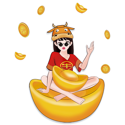 国潮人物元宝印花图案服装裁片T恤卫衣烫图印花花型素材