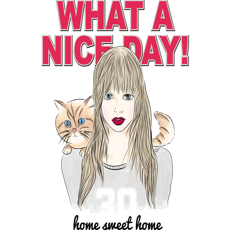 时尚个性服装印花设计：What a Nice Day裁片印花