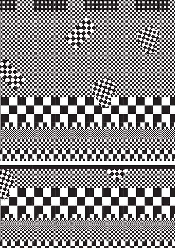 黑白棋盘格图案面料印花，经典时尚服装印花设计