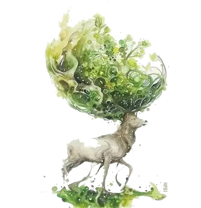 梦幻森林鹿主题裁片印花服装印花设计
