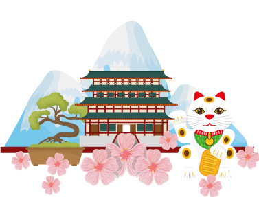 日本传统元素裁片印花服装，樱花与招财猫的完美结合