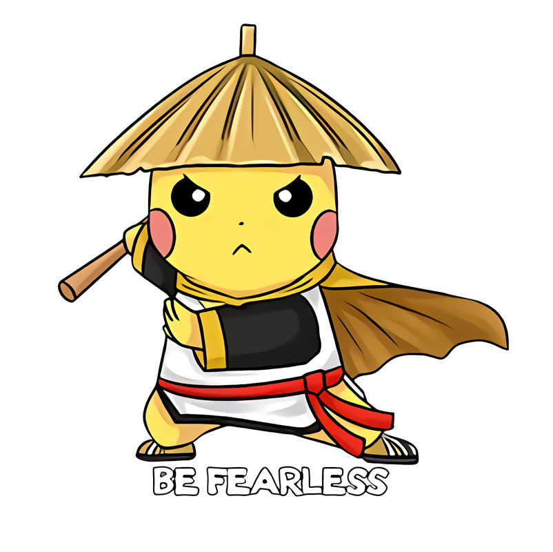勇敢武士风格皮卡丘裁片印花服装印花设计