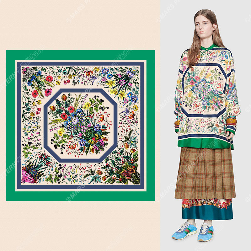 复古花卉裁片印花服装 时尚女装印花上衣