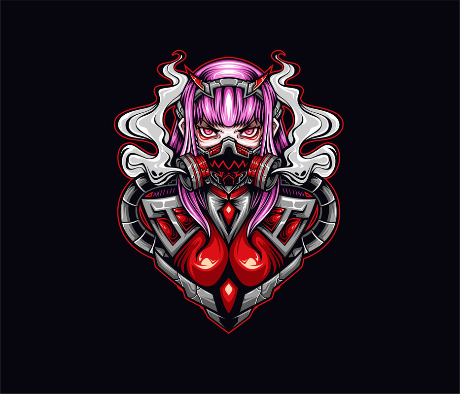 动漫风格紫色恶魔裁片印花服装印花设计