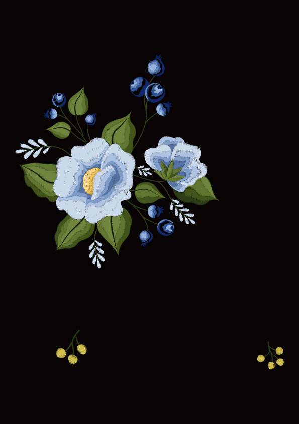 优雅蓝色花朵裁片印花服装 展现自然之美