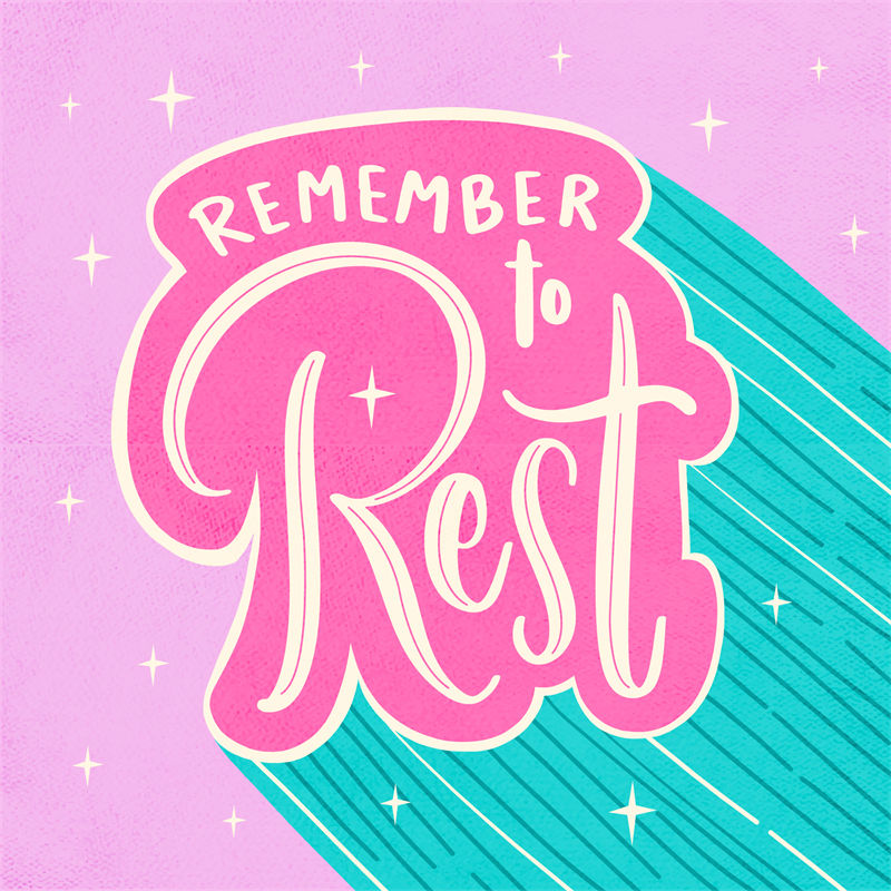 温馨提醒：裁片印花服装上的“Remember to Rest”设计