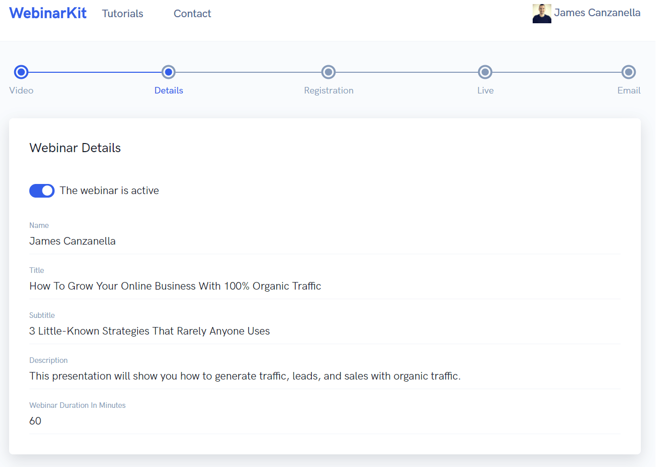 active auto webinar funnel