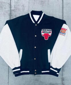 1990’s Chicago Bulls Black and White Varsity Jacket