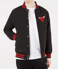 Chicago Bulls Bomber Black Cotton Jacket
