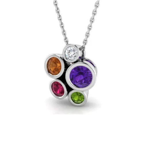Bezel Set Multi Gemstone Pendant Necklace Bezel Set Multi Gemstone Pendant Necklace