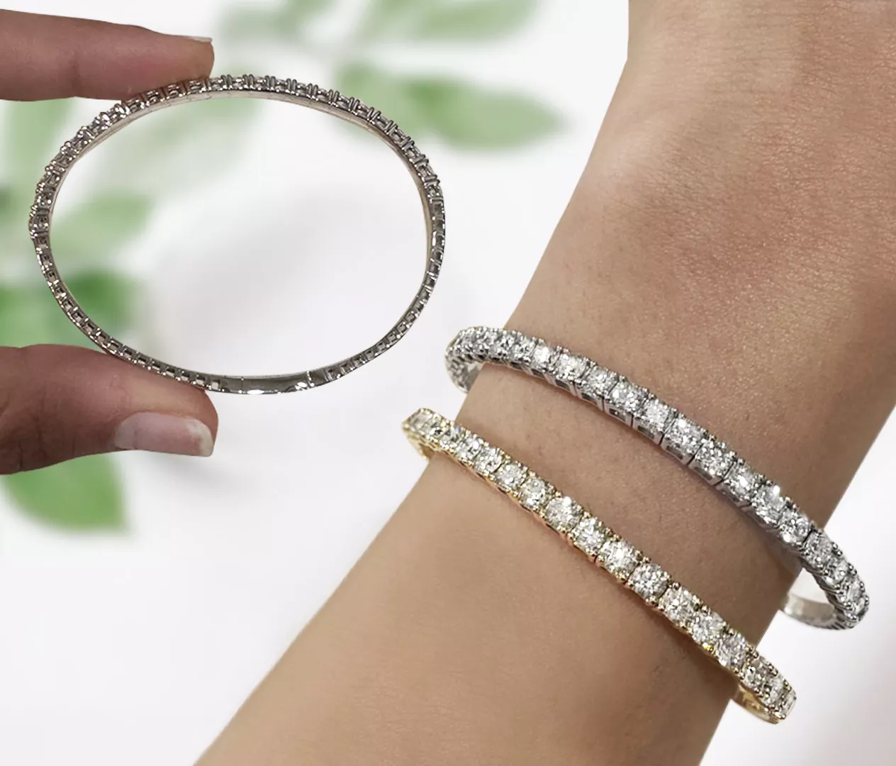 4 Carat Diamond Flexible Diamond Flexible Bangle Bracelet