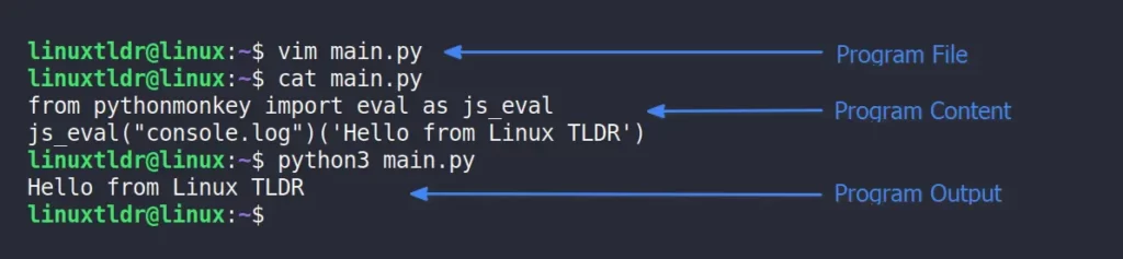 Running basic javascript in python using pythonmonkey