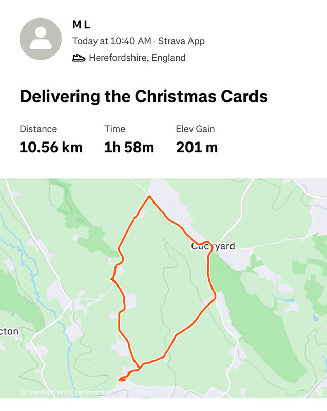 Strava Map & Stats: Delivering the Christmas Cards