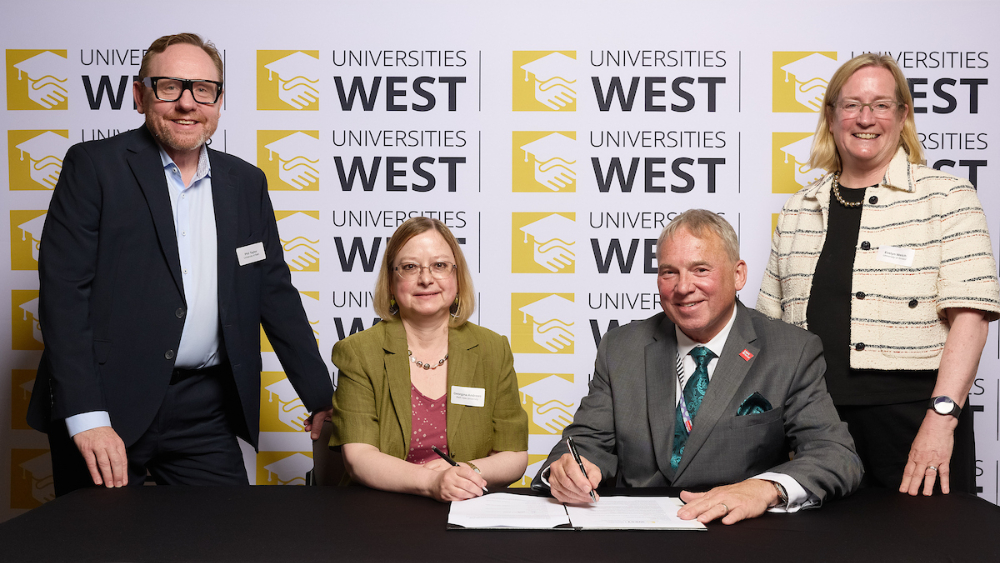 Vice-Chancellors of four regional universities signing a memorandum of understanding