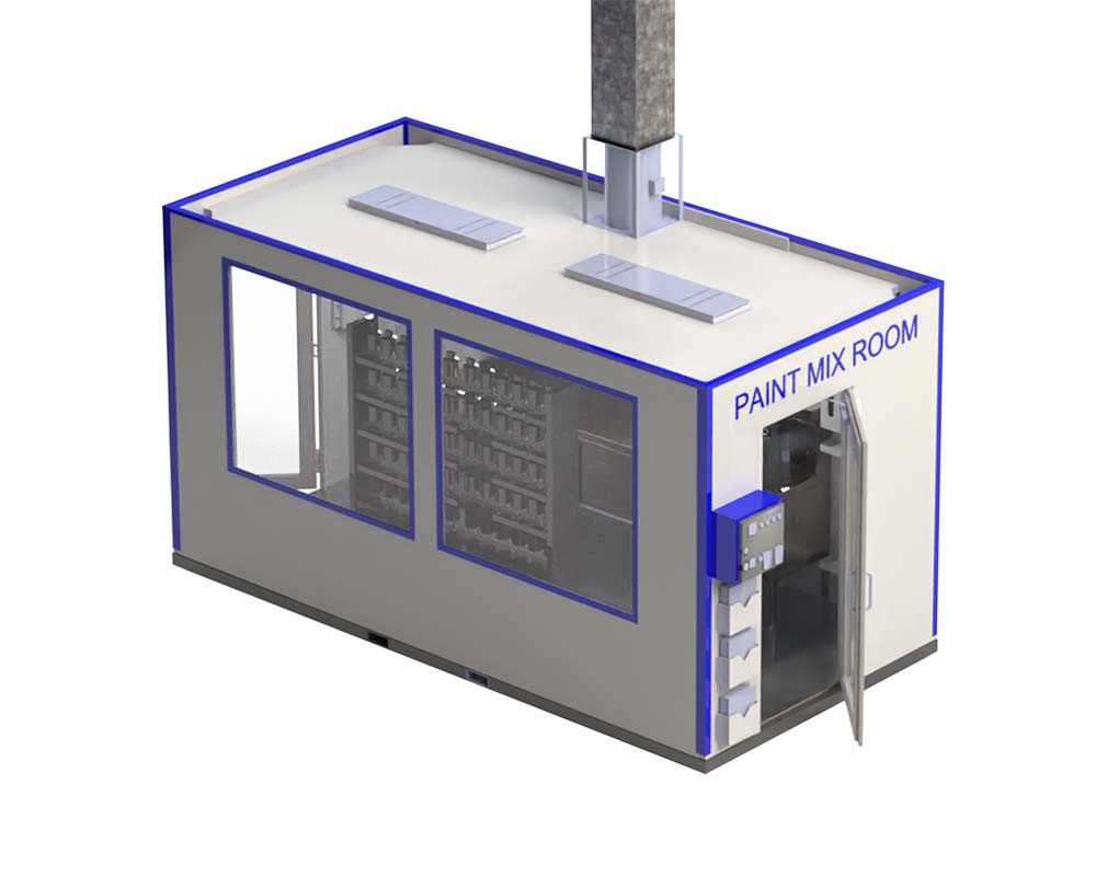 a 3d render of a portable mixing room on a white background