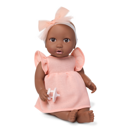 LullaBaby Doll in pink dress with pacifier
