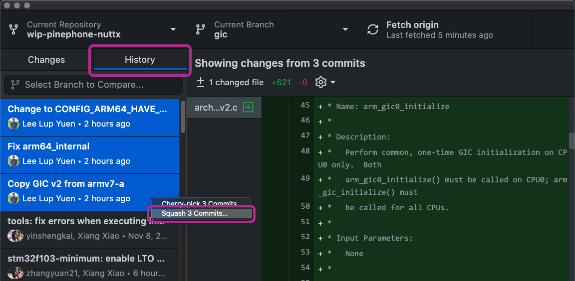 Squash Commits with GitHub Desktop