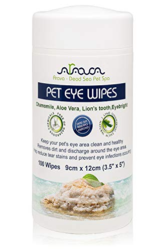 Arava Pet Eye Wipes - for Dogs Cats Puppies & Kittens - 100 Count - Natural and Aromatherapy Medicated - Removes Dirt Crust and Discharge - Prevents Tear Stain Infections & Irritations - Soft & Gentle Arava Pet Eye Wipes - for Dogs Cats Puppies & Kittens - 100 Count - Natural and Aromatherapy Medicated - Removes Dirt Crust and Discharge - Prevents Tear Stain Infections & Irritations - Soft & Gentle