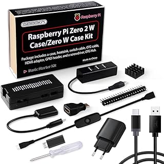 GeeekPi Raspberry Pi Zero 2 W behuizing kit met Raspberry Pi Zero 2 W ABS behuizing, voeding, koellichaam, 4-poorts USB HU...