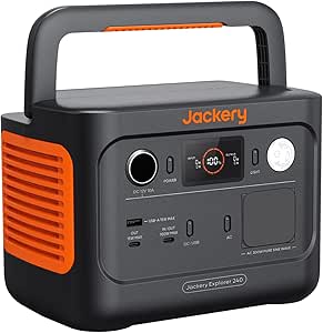 Jackery Explorer 240 v2 Tragbare Powerstation, 256Wh LiFePO4 Solargenerator mit 300W AC/100W USB-C Ausgang, Outdoor Generator für Camping, Reise, Notfall