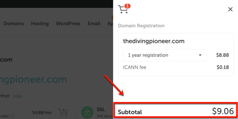NameCheap pricing