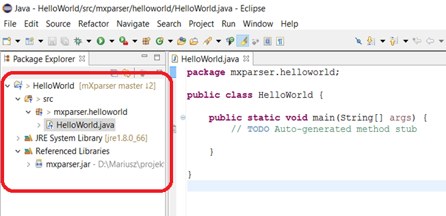 09 - mXparser - Hello World - JAVA - Eclipse Mars 1