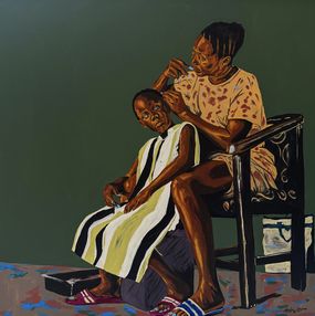 Painting, The Grooming, Emmanuel Akolo