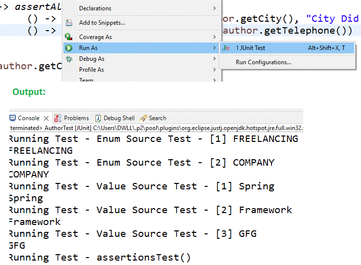 JUnit Output