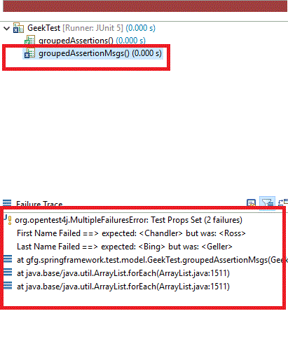 JUnit Output Failure