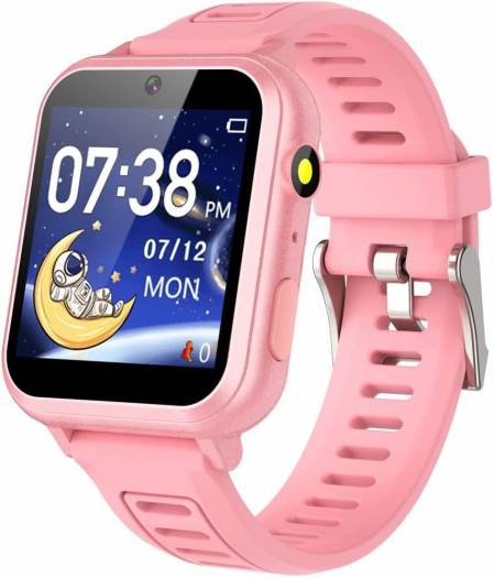 Exrp Multi-Functional Kids Smart Watch, 1.54" Display, 16 Learning Games, Alloy Shell & Comfortable Band Design, HD Camera, Pedometer, Time Management, Flashlight, Pink