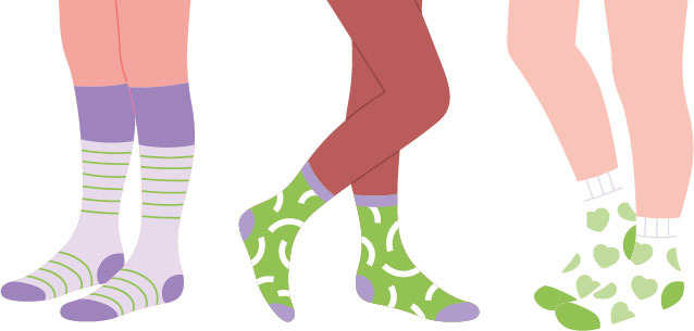 People wearing coloured socks