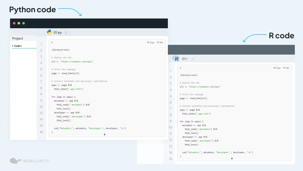 Python vs R syntax example I Mobilunity