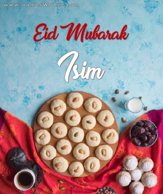 Bademli kahk (bayram kurabiyeleri) ile bayram kartı