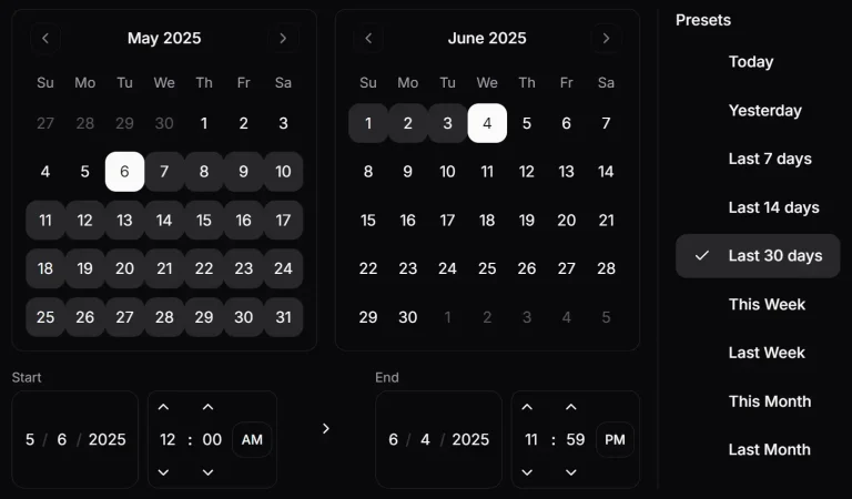 date-time-ranger-picker-components
